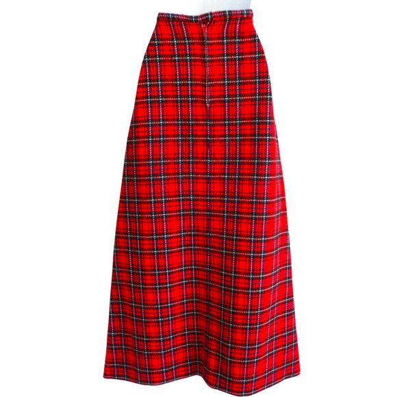 Vintage Red Plaid Maxi Skirt - Picture 3 of 8